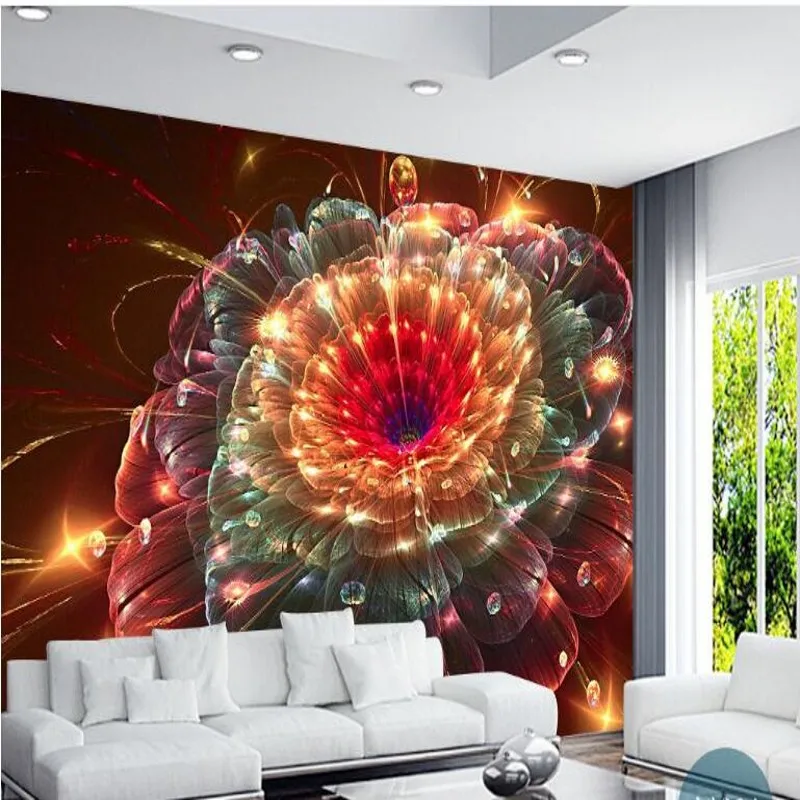 wellyu Custom large - scale murals fantastic flowers gorgeous light European and American hand - painted home TV wallpaper