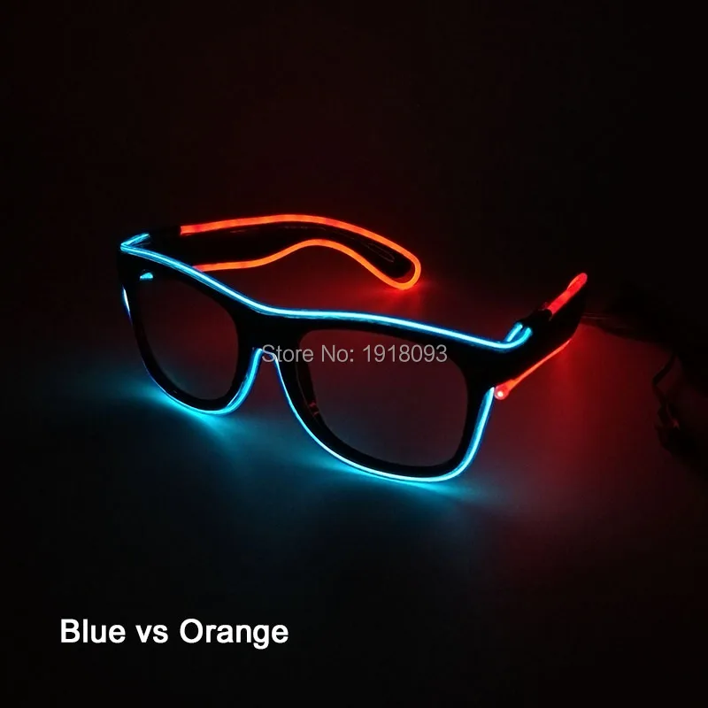 

Newest Fashion 5 Style Twin Color Flexible Novelty Lighting EL wire LED Neon Glasses For Party Supplies