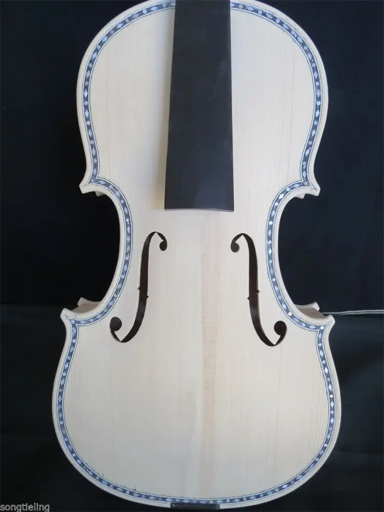 Strad style unfinished violin 4/4,inlay top and back,carved rib and neck #10537