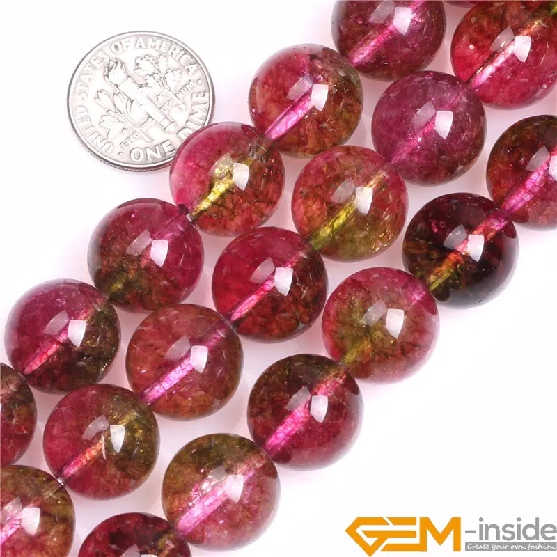 Round Pink Tourmaline Faux Crackle Beads For Jewelry Making Strand 15 Inch 6 8 10 12mm DIY Acceories Round Bead For Bracelet