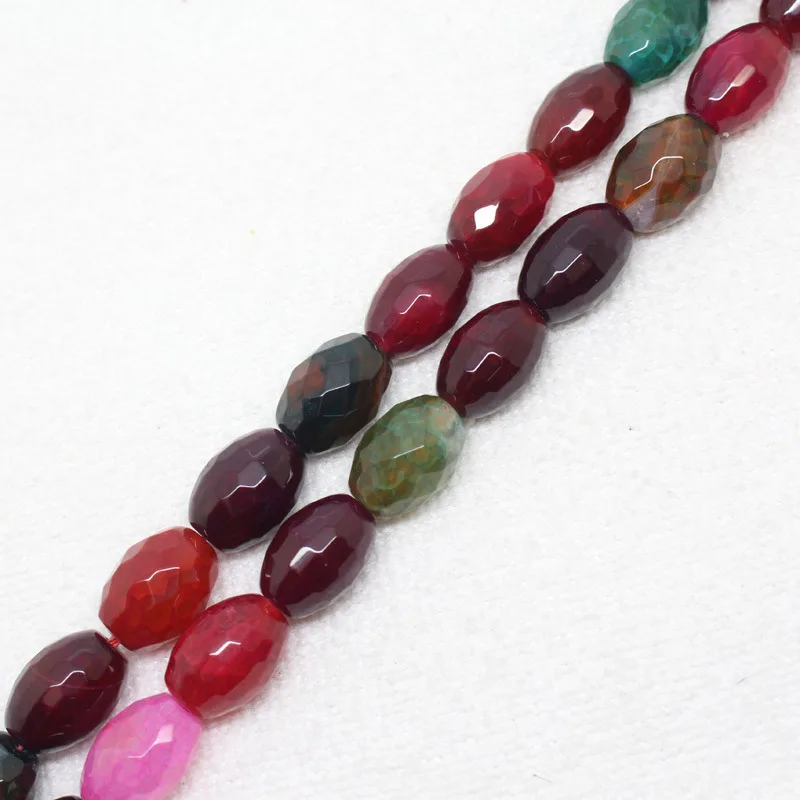 

Mini. order is $7! 10x14mm Natural Faceted Multicolor Crackle Agates Oval Barrel Beads 15"