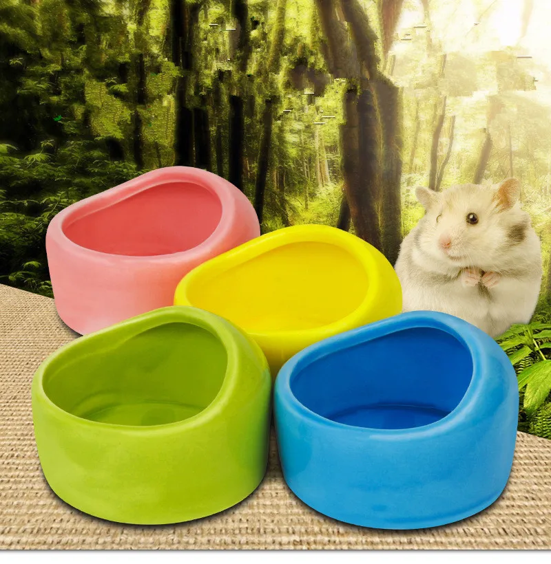 1PC Lovely Hamster Ceramic Food Water Snack Feeder for Little pets squirrel Guinea pig Chinchilla ferret rabbit Bowl OK 0842