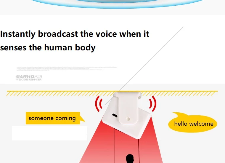 Darho-timbre de bienvenida inalámbrico, alarma de seguridad para el hogar, Sensor de movimiento PIR, alarma de entrada de invitados de visitante, oferta inteligente