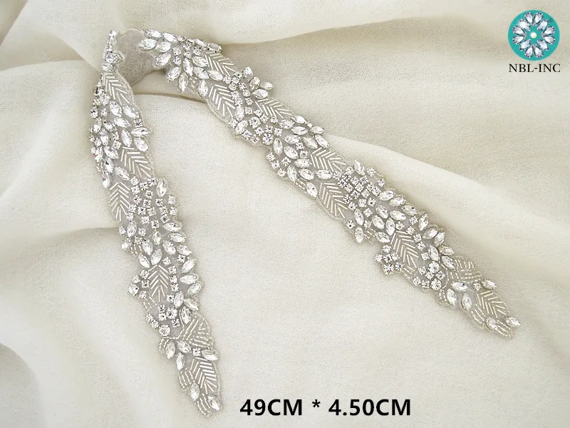 (30PCS) Wedding dress bridal beaded silver crystal rhinestone appliques iron on for wedding dresses belt WDD0983