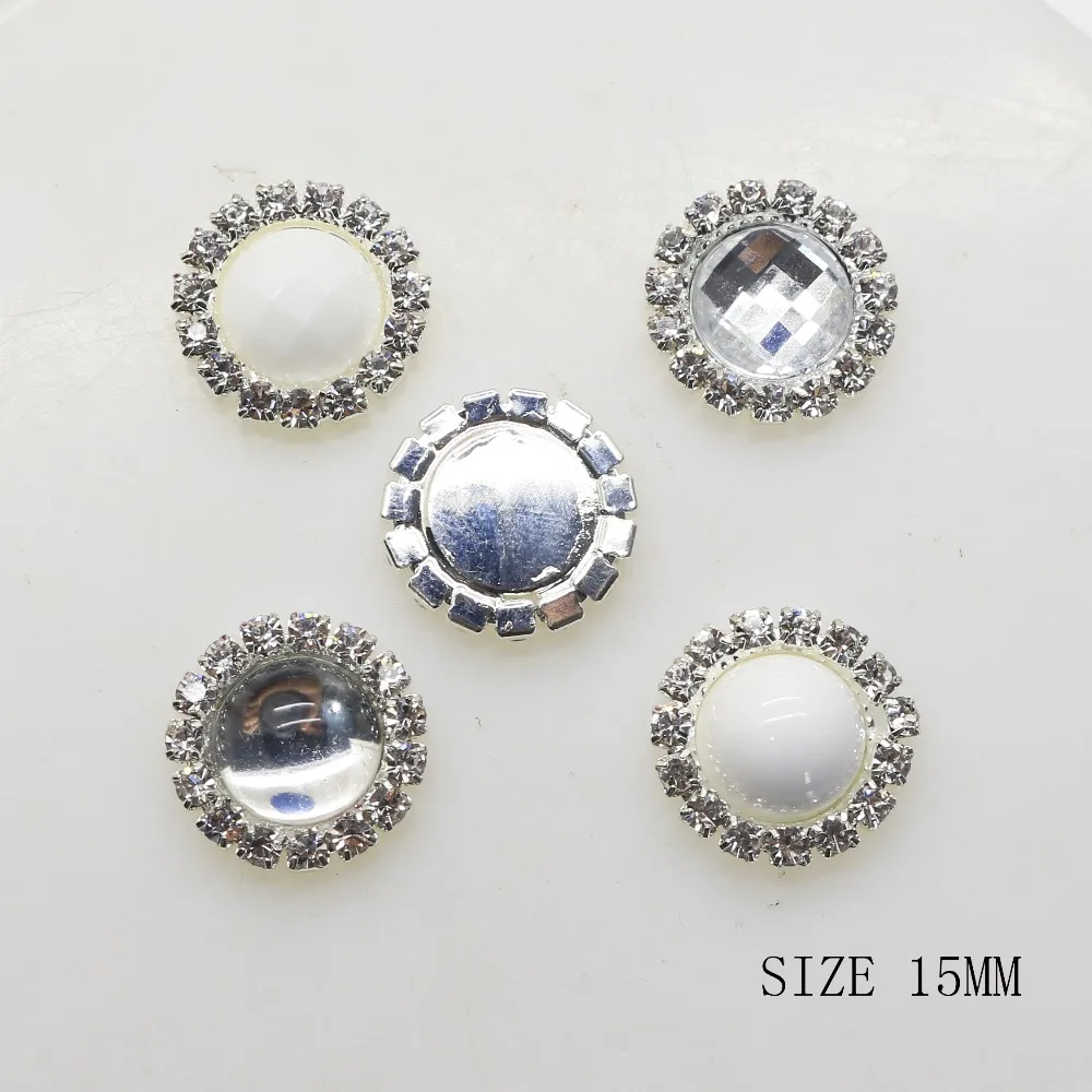 ZMASEY Sale Price 24Color Rhinestones Buttons 10Pcs/Lot 15mm Crystal Button Metal Accessories Holiday Party Card Ribbon Decor