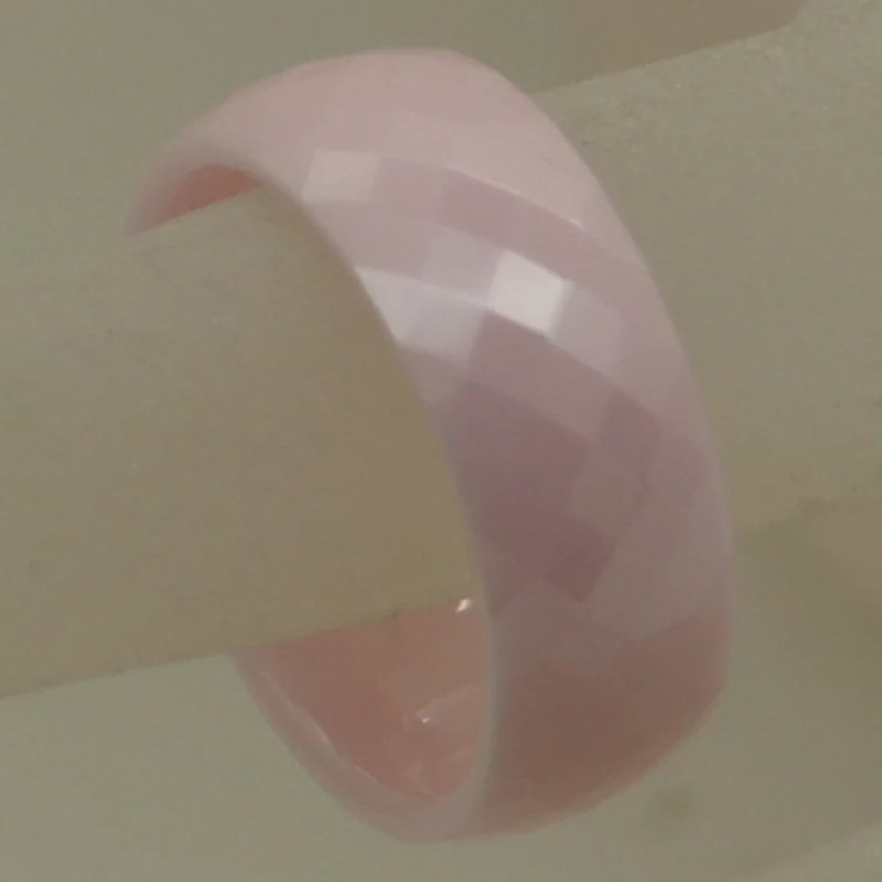 8mm width rare pink women/girl classic multi facet  hi-tech scratch proof ceramic ring 1pc