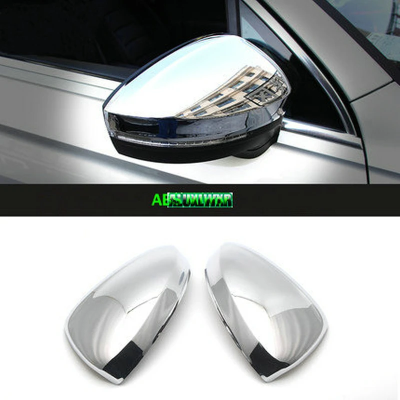 Car Rearview Mirror Case Chrome Covers Satin Finish Mirror Shell Outside Aluminum for Volkswagen VW Tiguan 2 MK2 2017 and 2023