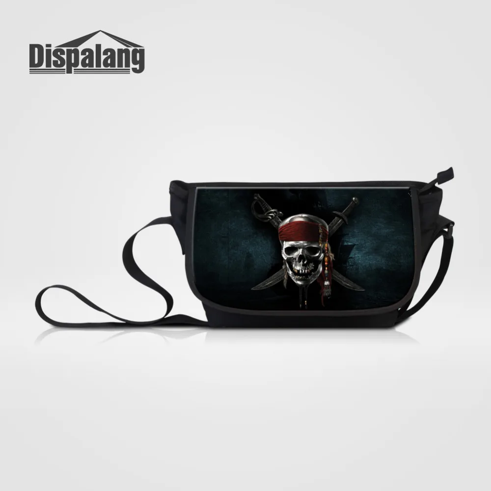 

Dispalang Functional Men Canvas Crossbody Bags Cool Skull Print Shoulder Bag Casual Outside Large Capacity Messenger Bag