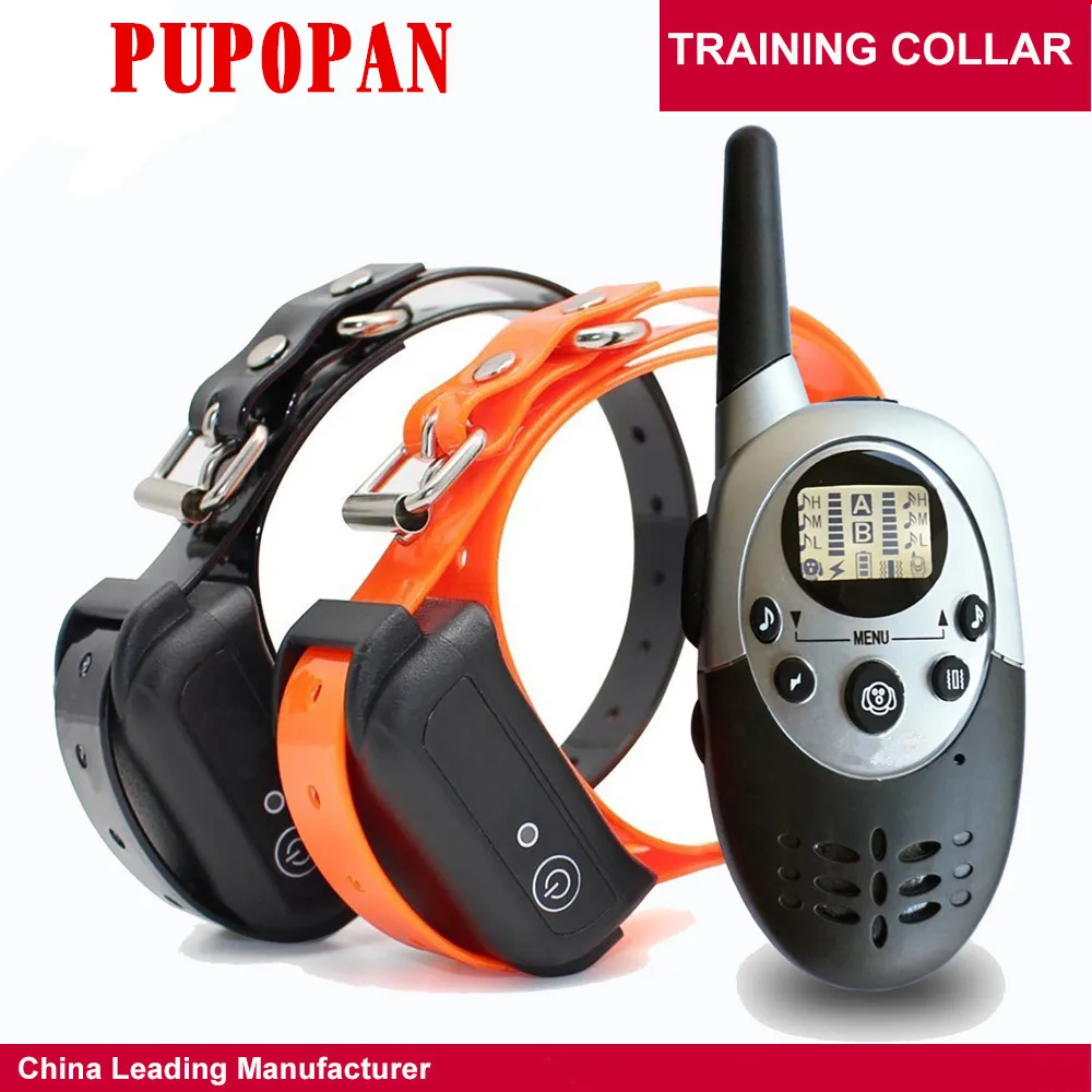 Hundetrainingshalsband, 1000 m, Haustier-Trainingshalsband, Hundetrainer, wasserdicht, wiederaufladbar, ferngesteuerter Stromschlag für zwei Hunde