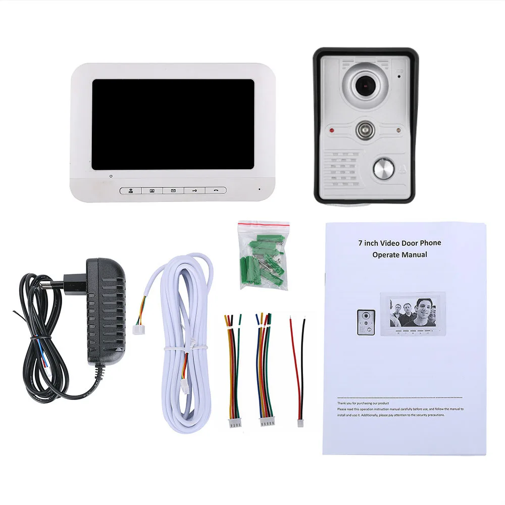 MOUNTAINONE 7 Inch Video Door Phone Doorbell Intercom Kit 1-camera 1-monitor Night Vision with IR-CUT HD 700TVL Camera Camera