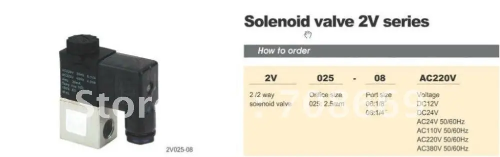 

2V025-06 110V AC 2Port 2Pos 1/8" BSP Normally Closed Solenoid Valve Coil Led