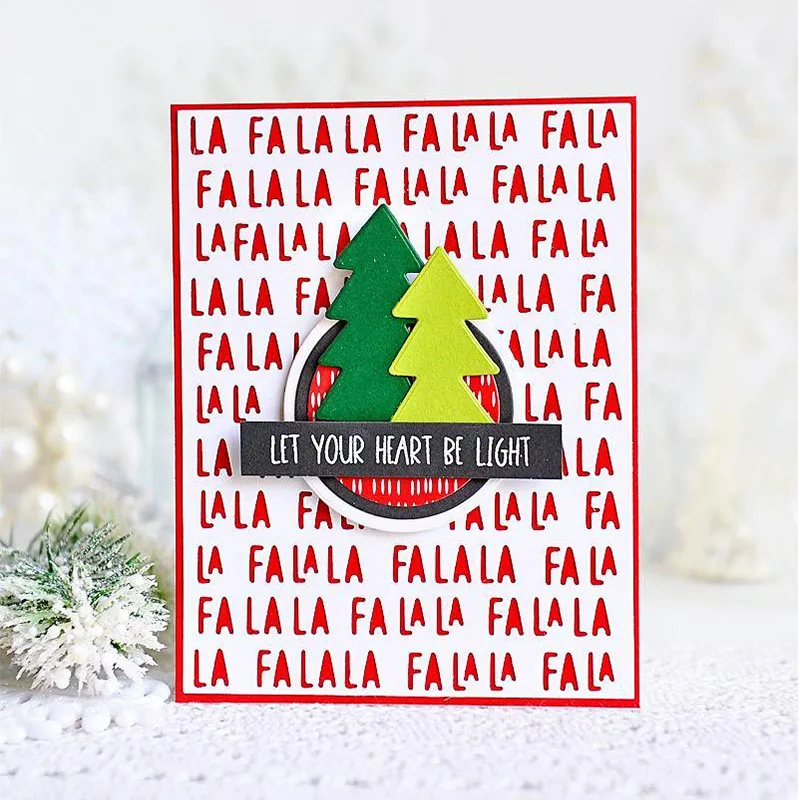 Fa La La Word Background Board Metal Cutting Dies Silver Stencil For Scrapbooking Album Paper Card Craft New Template Winter