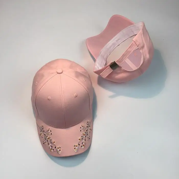 Hats Women Embroidery Cotton Baseball Cap Snapback Caps Hip Hop Hats Casquette girls flowers Baseball cap free shipping
