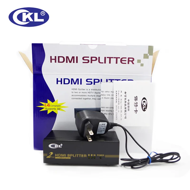 Ckl HD-92 1x2 2 포트 hdmi 분배기 지원 pc 모니터 용 1.4 v 3d 1080 p