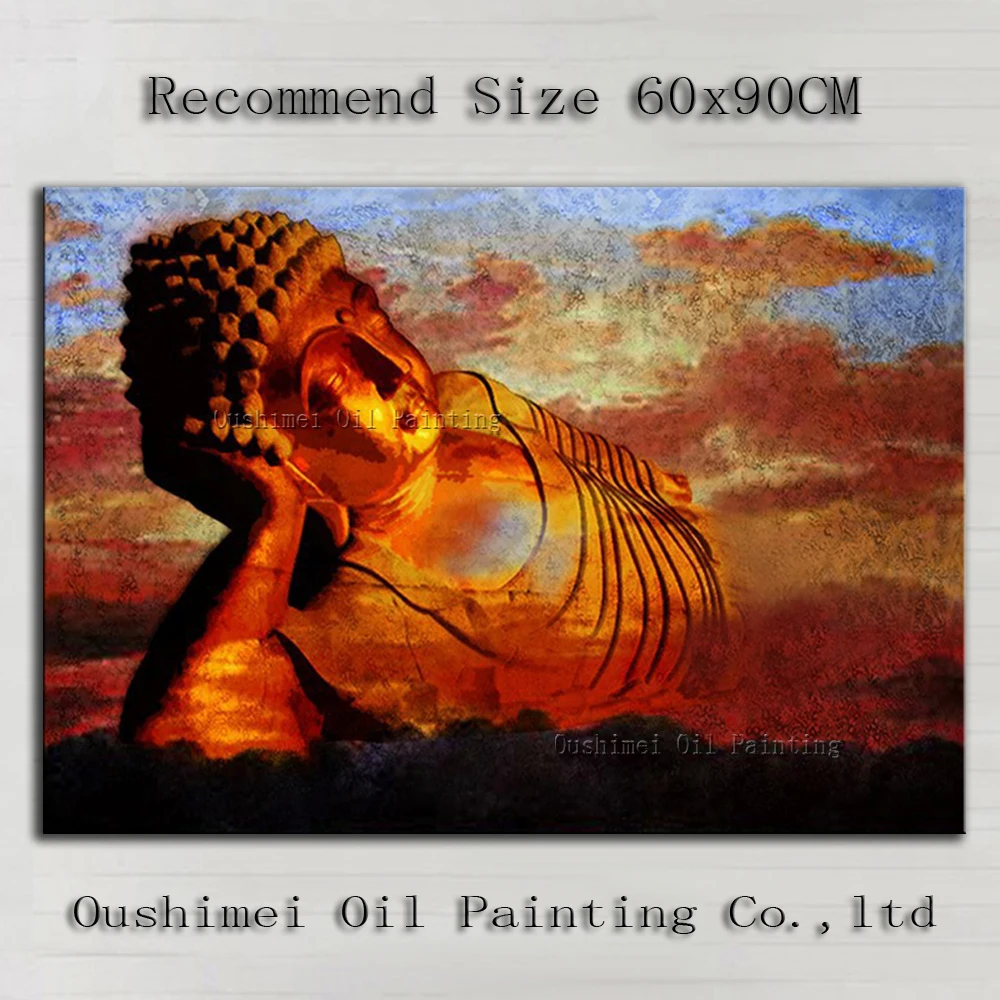 

Professional Artist Hand-painted Reclining Buddha Oil Painting On Canvas Handmade Buddha Portrait Oil Painting For Wall Decor