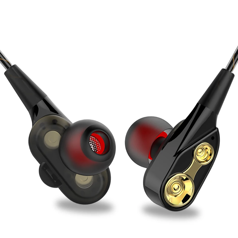 Auriculares con cable y controlador Dual para teléfono móvil, audífonos de graves súper pesados, Monitor HIFI, manos libres con micrófono