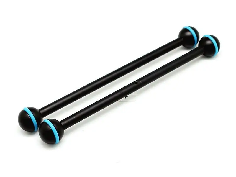 2 x 8/20.5cm Aluminium double one inch ball arm (thin rod) for Camera Waterpoof Housing Case and Underwater Flash Strobe