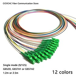 12 цветов LC/APC Fiber Pigtail с одним режимом (G652D, G657A1, G657A2)