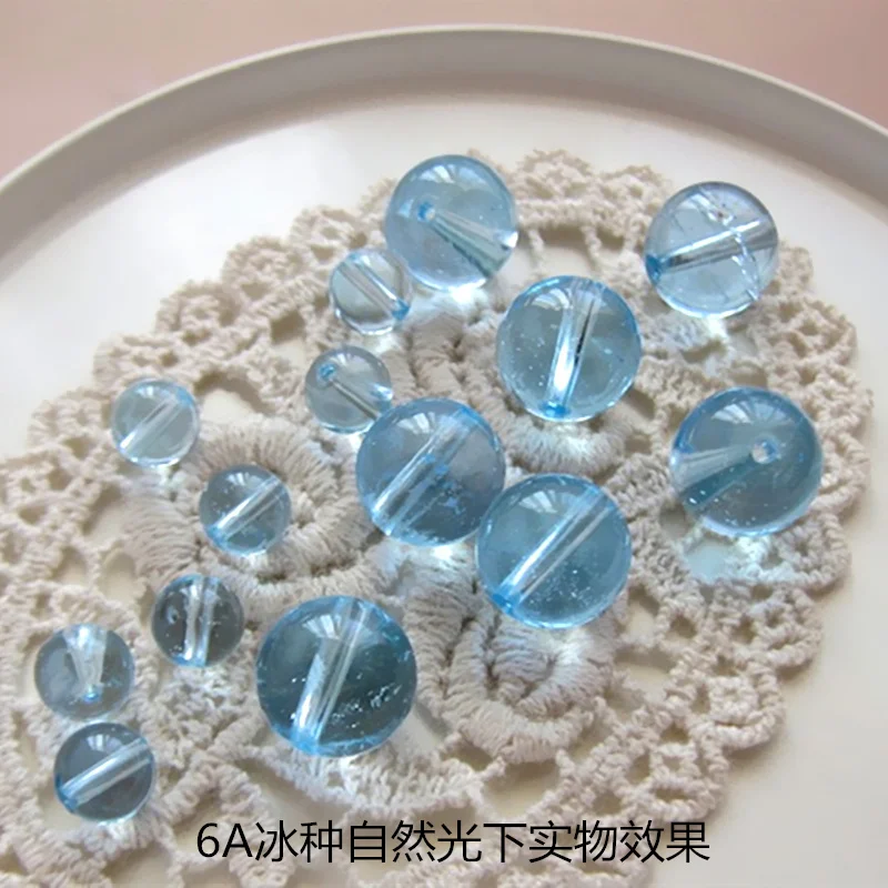 one PIECE loose beads blue Topaz round   for DIY jewelry making FPPJ wholesale beads nature gem stone