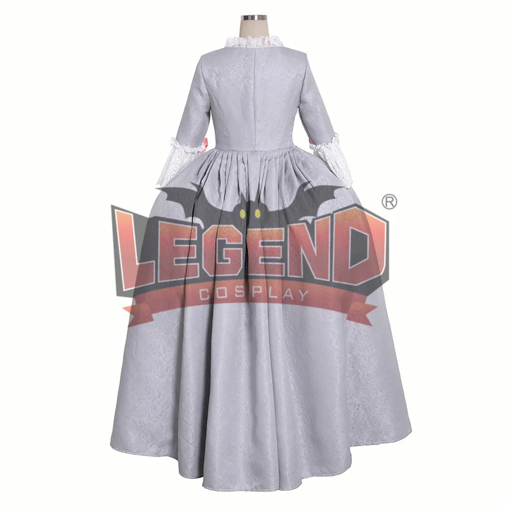 Robe de soirée Marie Antoinette Rococo grise, 18e, sur mesure