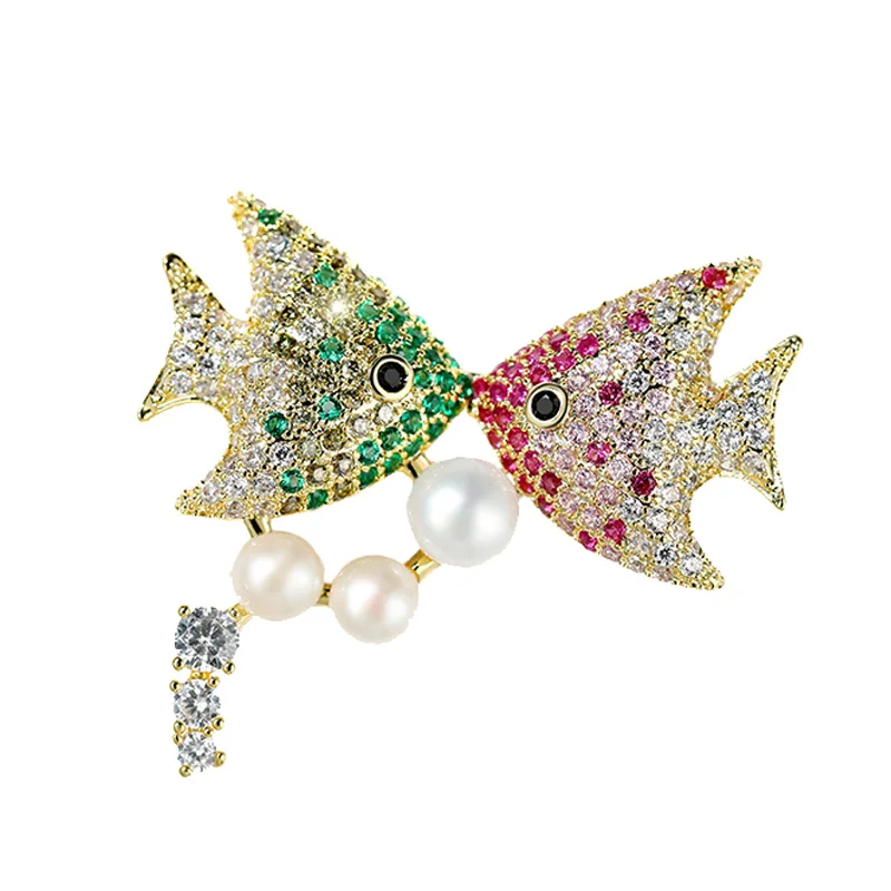 

Pisces brooch women's luxury atmosphere pin coat cardigan brooch accessories freshwater pearls