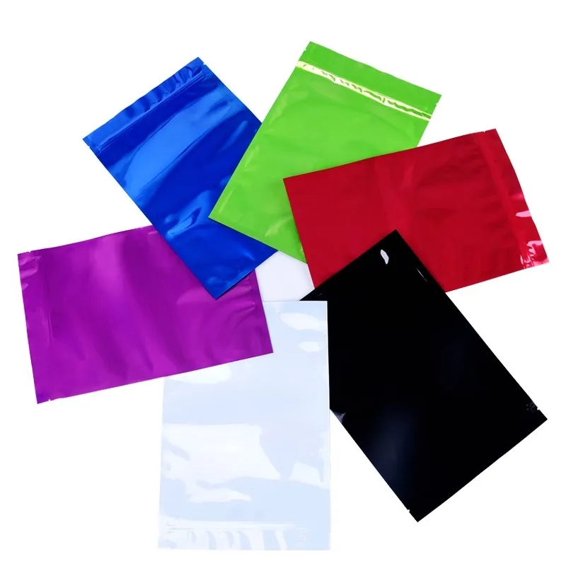 10 sizes Colorful aluminum foil bag aluminized ziplock bag metal sealed bag candy nut tea food and medicine packaging bag