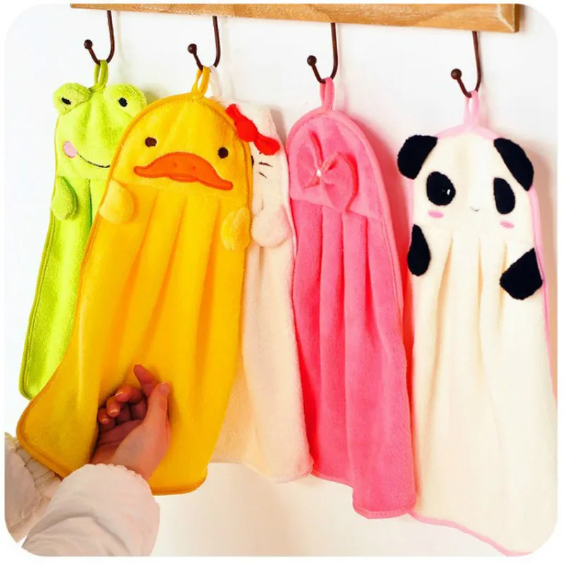 New Baby Hand Towel Soft Children's Cartoon Animal Hanging Wipe Bath Face Towel colorful kitchen bathroom Healthy