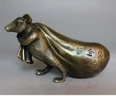 

Art Bronze Decoration Crafts Brass It is worth collecting OLD copper Bronze Mouse holding a bag of gold