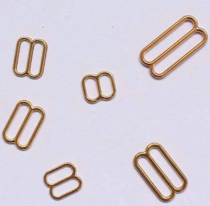 100 pcs / lot 6mm/8mm/10mm/12mm/15mm/20mm  gold ring slider hook bra accessory