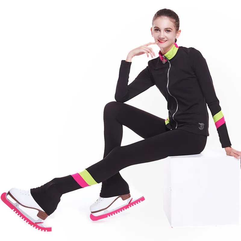 Figure Skating Suits Jacket and Pants Long Trousers for Girl Women Training Patinaje Ice Skating Warm Multi-color matching