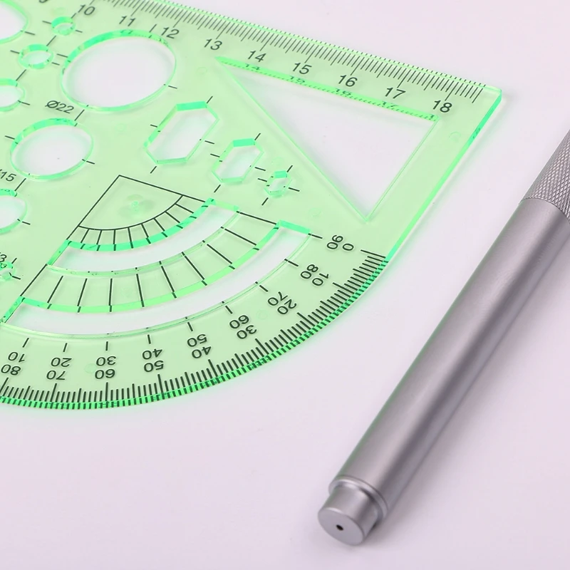 Green Geometric Template Ruler Drawing Tools Mapping Student School Stationery