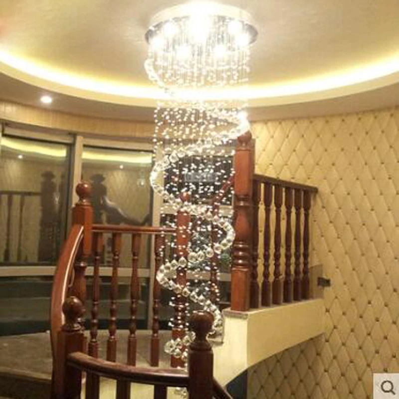 Long Crystal Chandelier for stairwell Hally Living room Kitchen Lustre De Cristal italian Design round crystal chandeliers Lamp