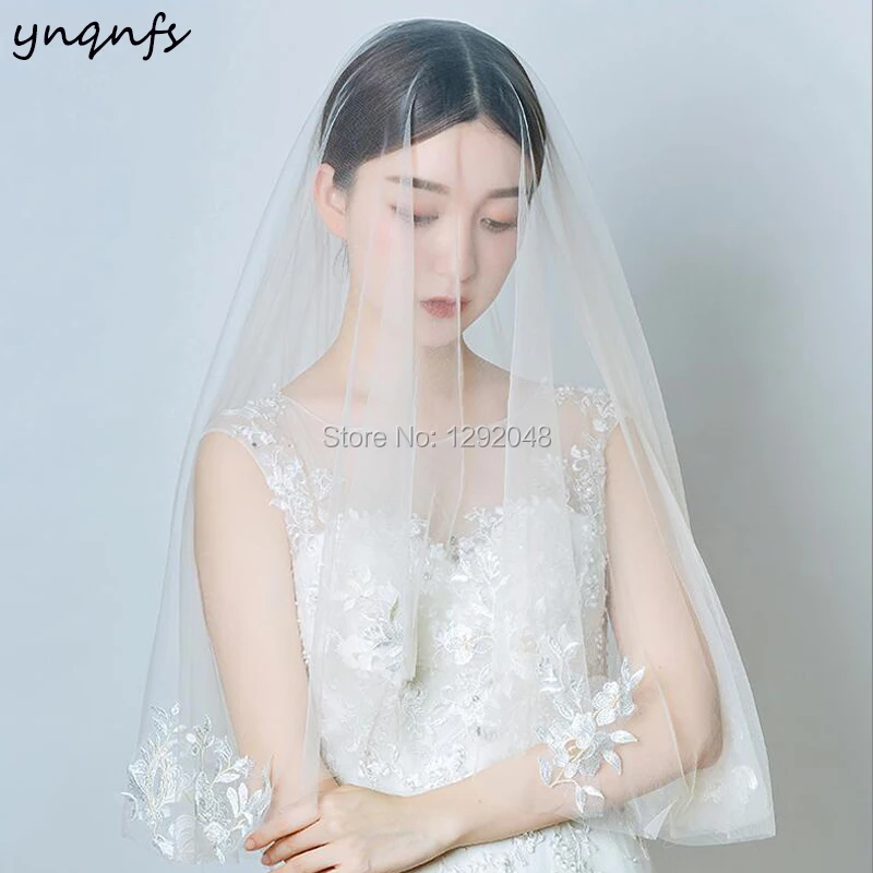 YNQNFS V66 Real Pictures white Lace Bridal Veil   Hair Decoration Wedding Accessories Voile de Mariee Velo  Women's veil