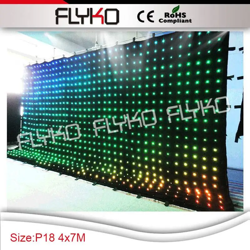 CE ROHS P18cm 4*7m LED Video Curtain For DJ Wedding Backdrops Event Nightclub