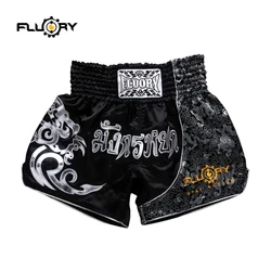 Pantalones cortos de lucha con estampado Fluory, pantalones cortos de boxeo, parches bordados, Muay thai