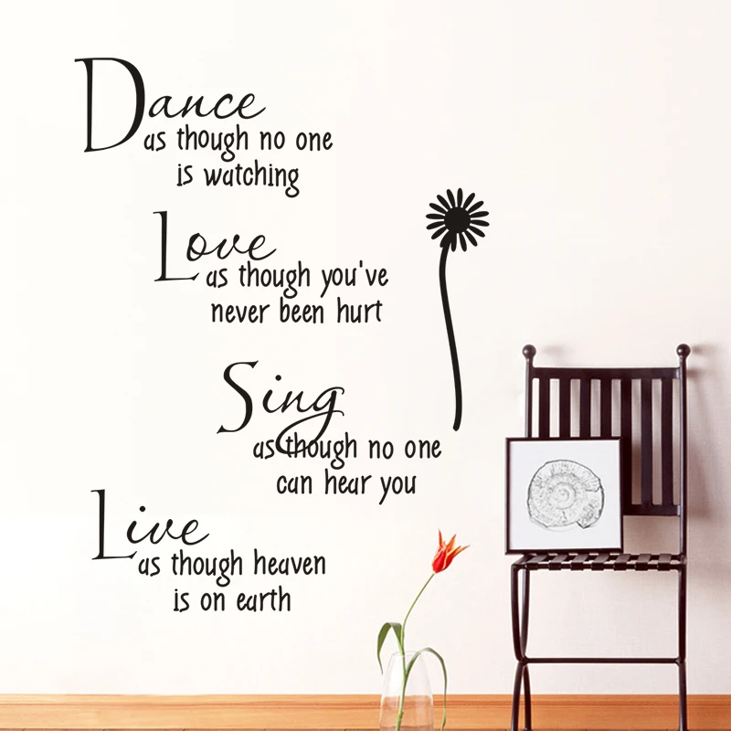 Dance Love Sing Live Inspirational Quotes Wall Decal Stickers Office Bedroom Home Decoration Peel And Stick Pvc Wall Mural Art