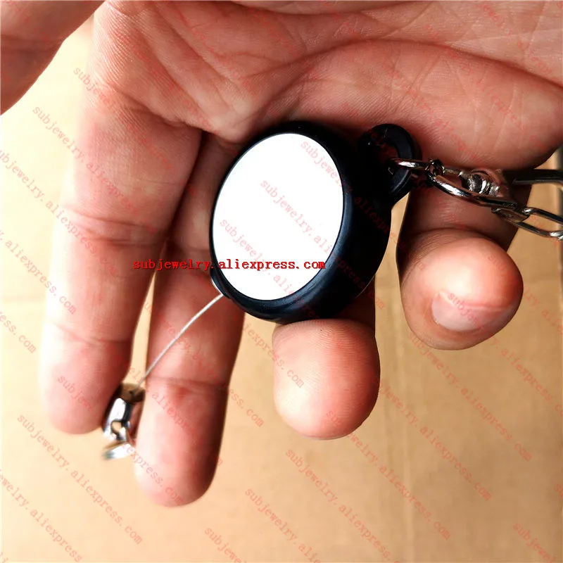 sublimation blank plastic retractable key ring Chain hot transfer printing blank consumables can print two sides 20pcs/lot