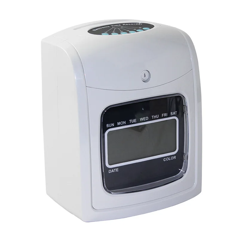 Electronic Time Clock Paper Card English Attendance Machine Punch Machine With built-in Battery Power Outage Available k-7