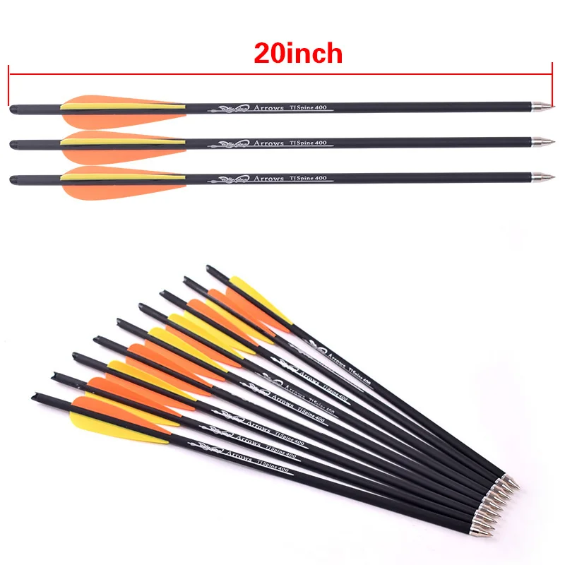 Hunting Crossbow Archery 16/20 Inch Orange yellow feather  Spine 400 Carbon Arrow Used For Crossbow Bow Hunting Shooting