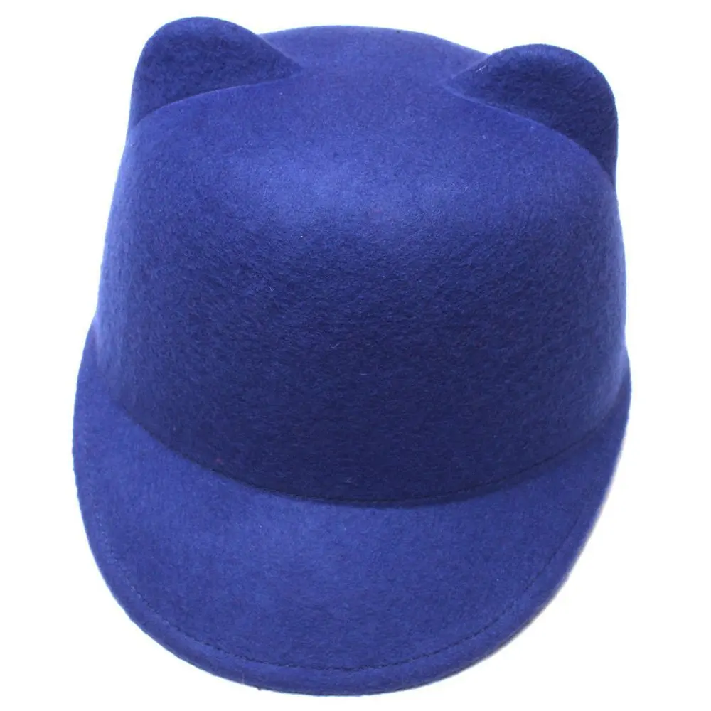 LUCKYLIANJI High Quality 100% Wool Felt Kid Children Demon Devil Hat Cat Ears Derby Bowler Cap (One Size:54cm)