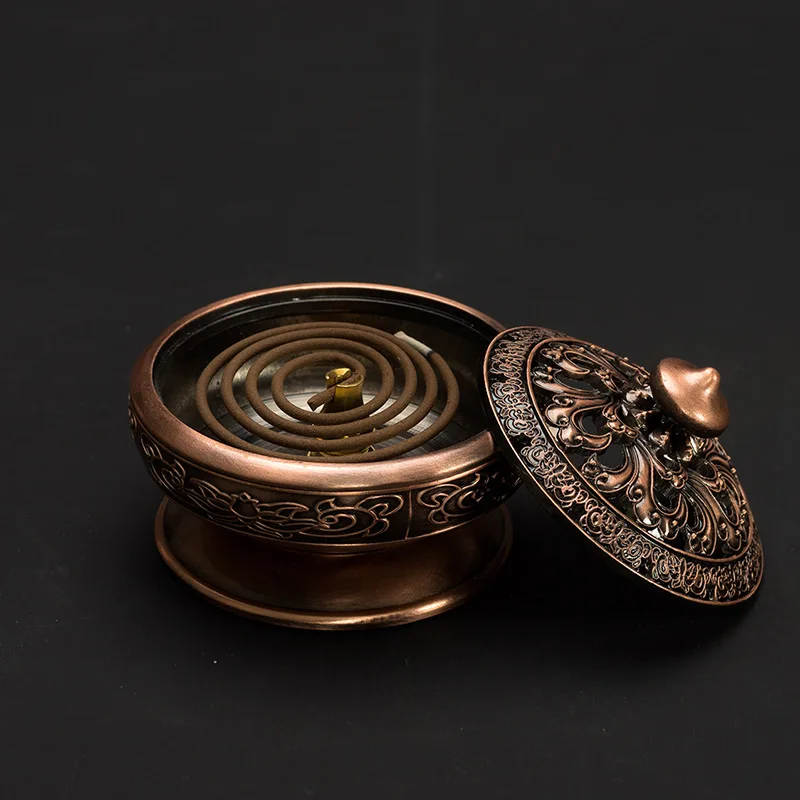 PINNY Nepalese Classical Metal Incense Burner Alloy Coil Censer Buddha Decor Cone Incense Base Sandalwood Metal Crafts