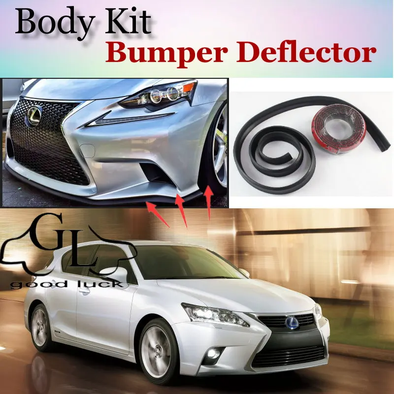 

Дефлектор губ для бампера Lexus CT 200h / F 2011 ~ 2015, передний спойлер, юбка, устойчивый к царапинам, клейкий/комплект корпуса/полоса