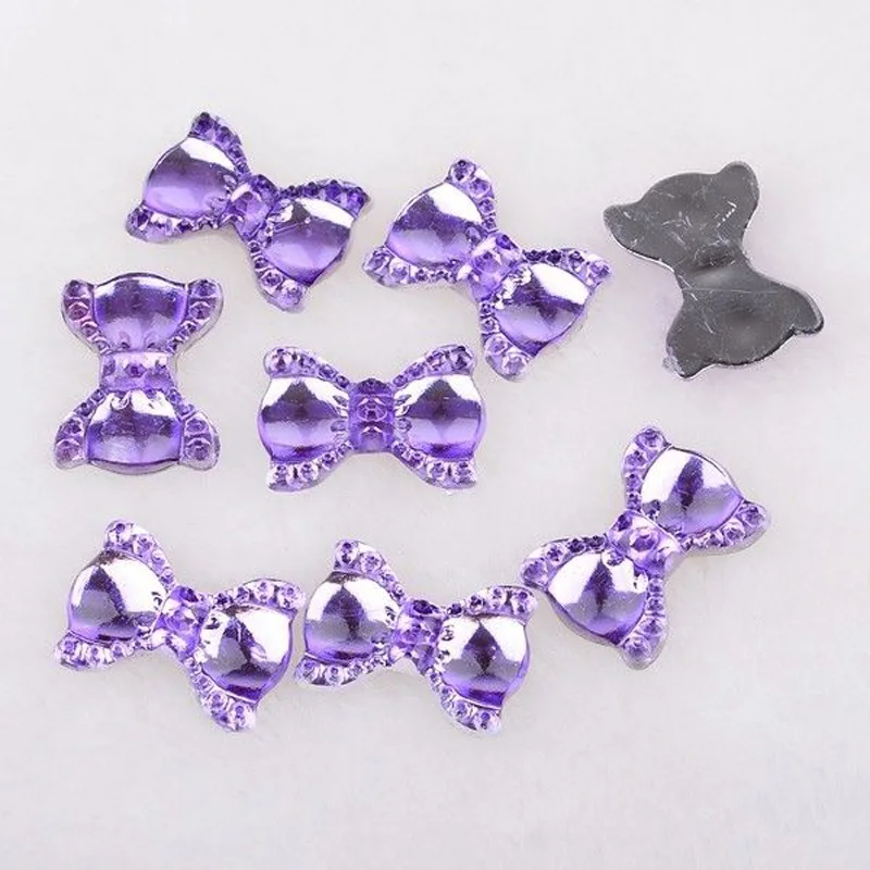 BOLIAO 100Pcs 13mm*19mm Acryl bow Flat back Appliques/Wedding/Home Holiday Decoration craft DIY R040