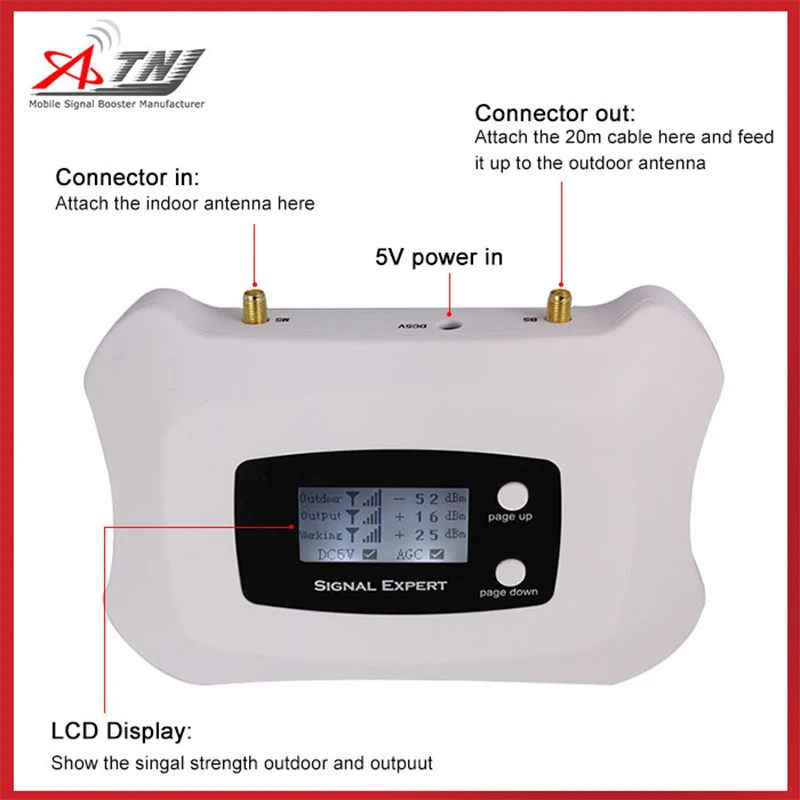 유럽 4G LTE 800mhz 대역 20 휴대 전화 신호 4G FDD LTE ALC 70dB 게인 셀룰러 증폭기 셀룰러 부스터 리피터 4G 안테나