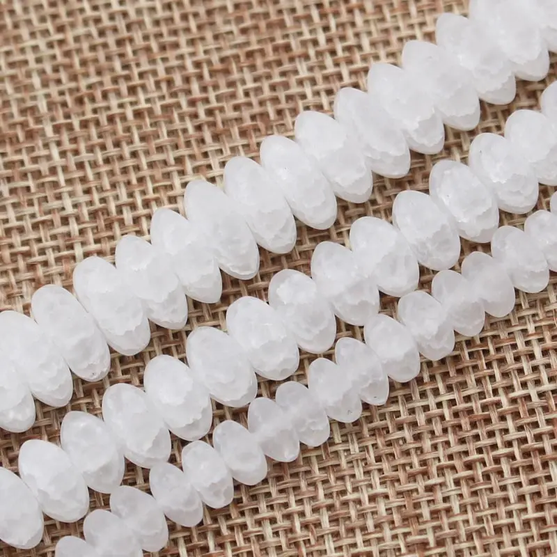 Wholesale Frost Crackle Clear QuartzRondelle Beads 15