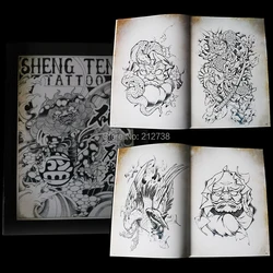 Tattoo Pictured Book by God Monkey Dragon Snake-like Worship Crane Full Back Flower Arm Traditional Pattern Tattoo Book A4 Size