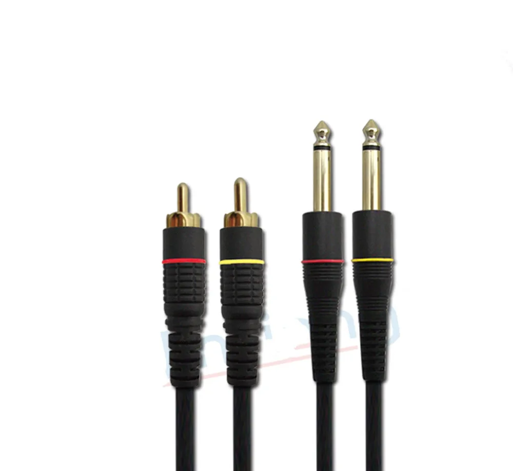 Double 6.5 6.3 6.35 to 2 RCA cable lines to the audio signal amplifier Signal line for Microphone,amplifier,mixer,speakers,sound