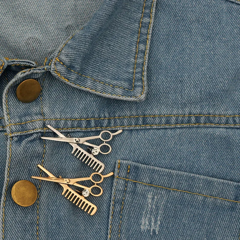 Brooch Metal  Scissors  Metal Enamel Badge Accessories Icons On Clothing T-shirt Bag Backpack DIY Personality