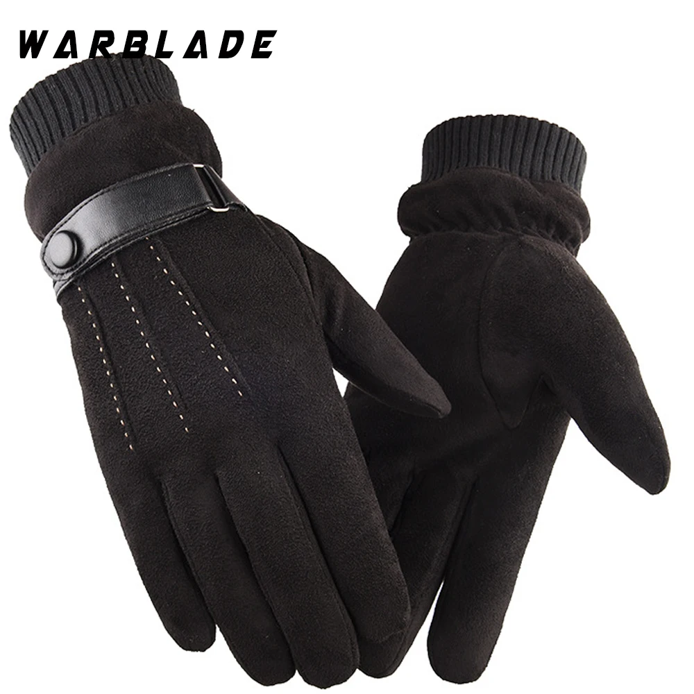 2018 New Winter Men Warm Cashmere Three Mittens Double thick Plush Wrist Women Touch Screen Driving Gloves Handschoenen