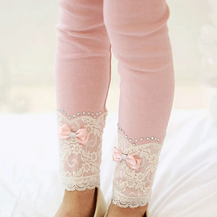 2021 girls autumn winter pants cotton kids slim trousers children elastic waist leggings 2-8years baby girls lace leggings